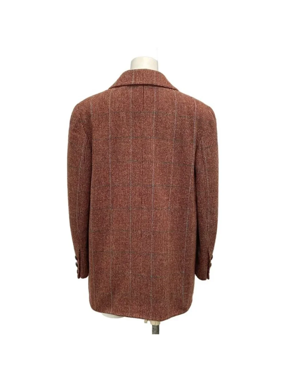 Chanel Jacket 38 M Red Dark Brown Multi Shoulder Pad Long Sleeve Check Pattern